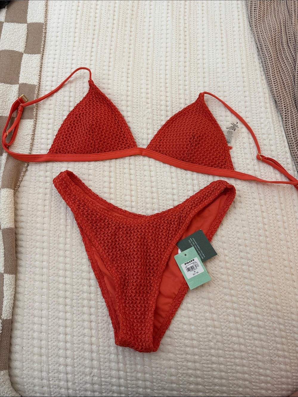 Burnt Orange Crochet Bikini Set - Tilly’s - Brand New - Large top Medium bottom